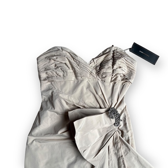 BCBGMaxAzria Beige Bow Sweetheart Cocktail Dress - Picture 3 of 6